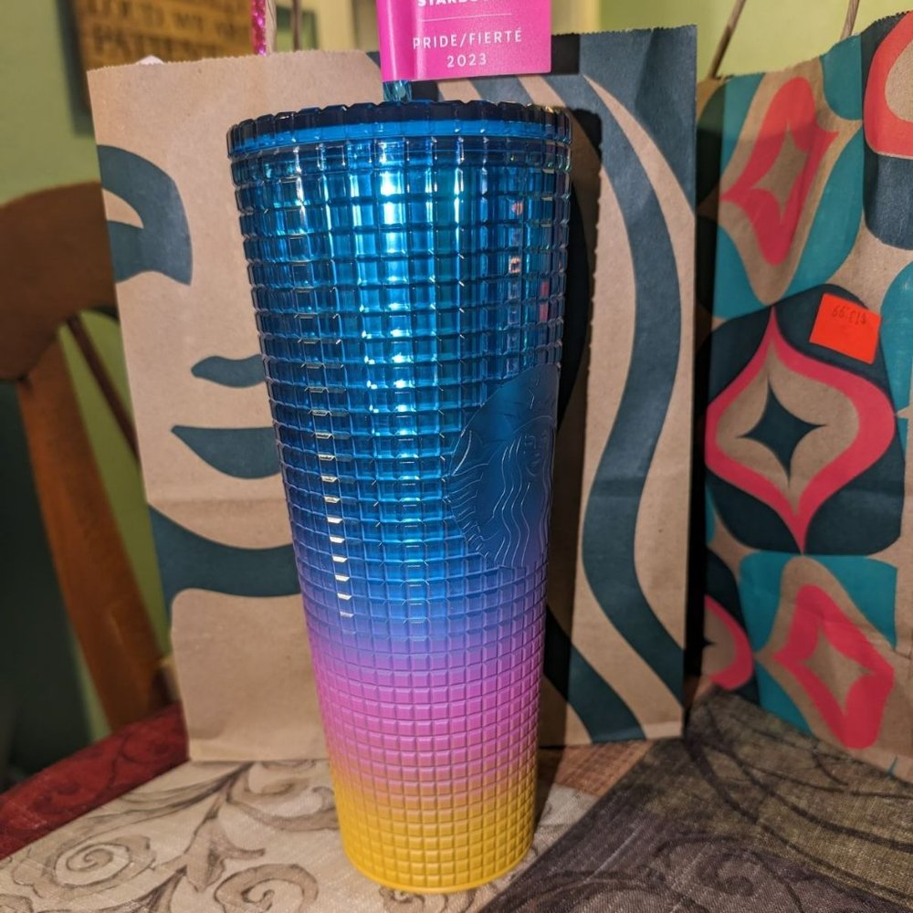 Starbucks Tumbler Tim Singleton Rainbow Grid Gradient Ombre - Venti 24oz
